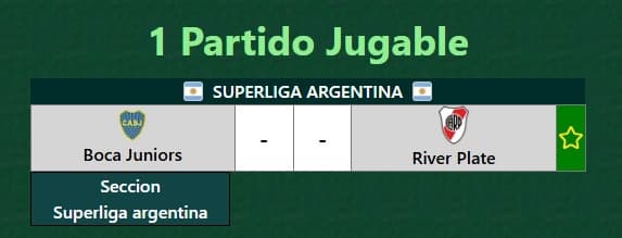 Partidos disponibles para pronosticar en la página de inicio